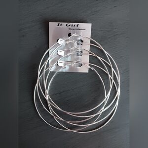 It Girl Silver Hoop Earrings Set